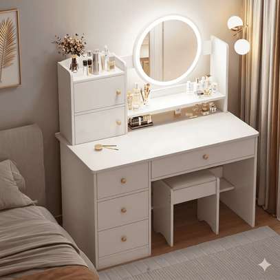 Coiffeuse Blanche Moderne avec Miroir LED image 2