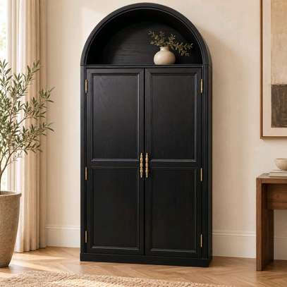 Armoire noire niche arquée 2 portes bois image 3