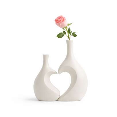 Ensemble 2 vases céramique blanc cassé motif cœur image 6