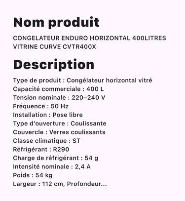 Enduro CVTR400X congélateur horizontal 400L vitré image 2