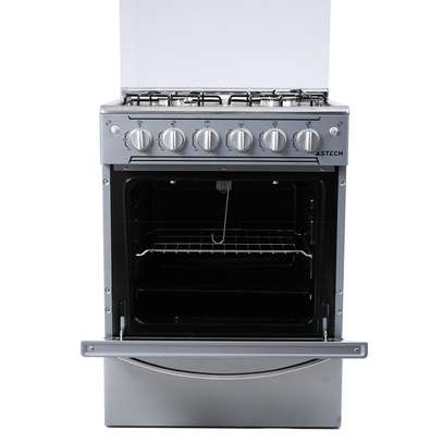 CUISINIERE ASTECH 4FEUX 60X60 A GAZ AVEC FOUR A GAZ INOX image 2