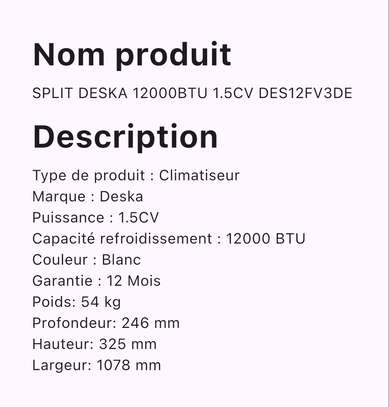 Split Deska DES-VT14 blanc 12000 BTU image 2