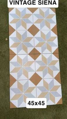 Carrelage vintage 45x45 cm blanc beige marron image 2