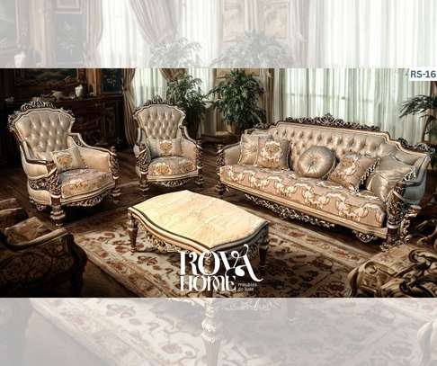 Salon classique royal gris clair et doré 5 places image 4