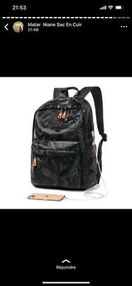 Sac à dos cuir multifonction Unisexe noire image 7