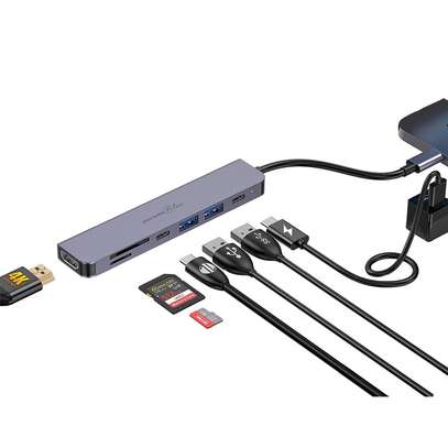 Adaptateur multiport Hub Porodo 7 en 1 HDMI 2XUSB-A-C SD image 2