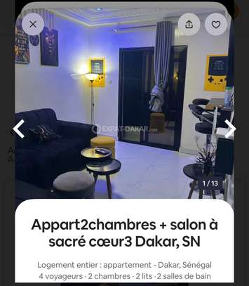 Appartements meublés Dakar sacré cœur 3( 2 chambres salon image 13