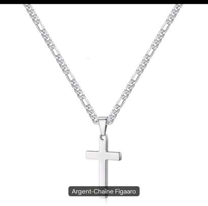 Chaîne croix homme noir mat, Argent,  Or luxe image 2