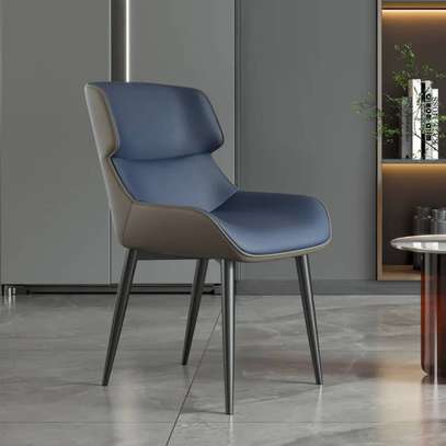 Chaise simili cuir  design moderne métal noir image 2