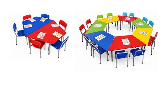 Table trapézoïdale avec 2 chaises semi-métalliques image 3