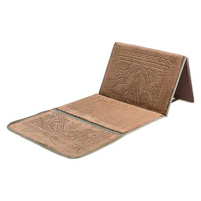 Tapis de prière pliable épais gris clair avec dossier image 4