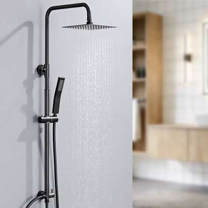 Colonne de douche thermostatique noire mat effet pluie image 4