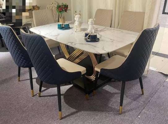 Table à manger 6 chaises effet marbre image 7