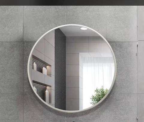 Miroir rond 60 cm cadre métal noir moderne image 2