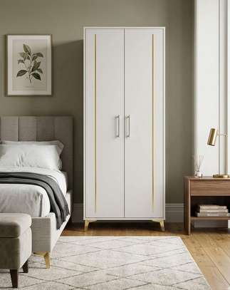 Armoire blanche 2 place avec miroirs et pieds bois image 3