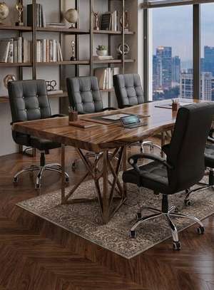 Chaise bureau cuir noir ergonomique réglable image 2