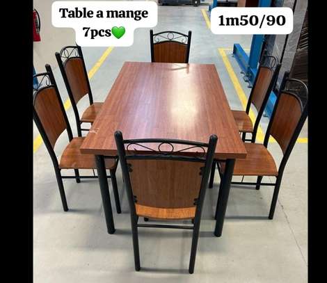 Ensemble salle à manger 7 pcs métal bois 1,50m image 2