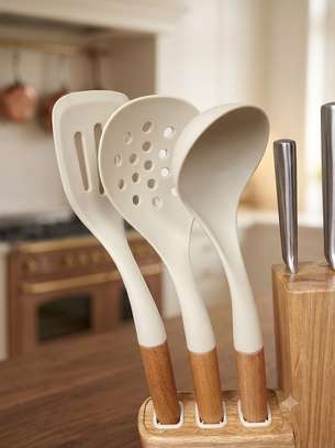 Set couteaux acier inox bloc bois naturel 5 pièces image 3