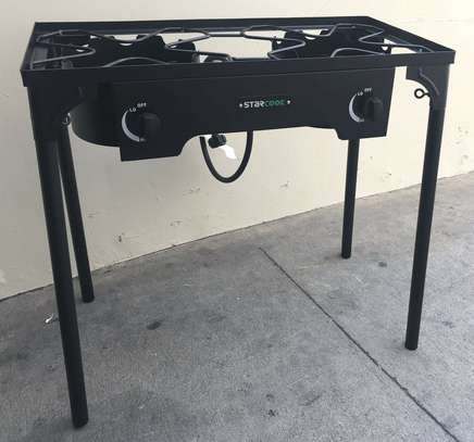 Cuisinière à double brûleur en fonte pour cuisine extérieur image 3