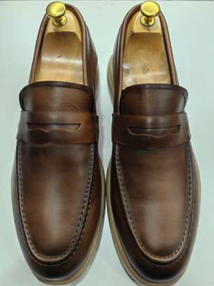 Chaussures mocassins cuir Marron ou confort durable image 2