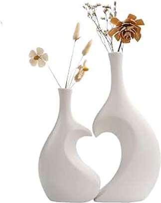 Ensemble 3 vases décoratifs or blanc design moderne image 8
