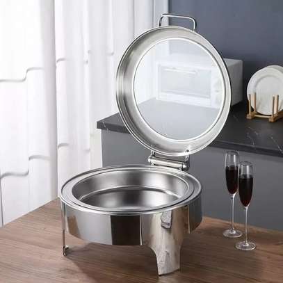 Chafing Dish Inox Rond avec Couvercle Verre image 2