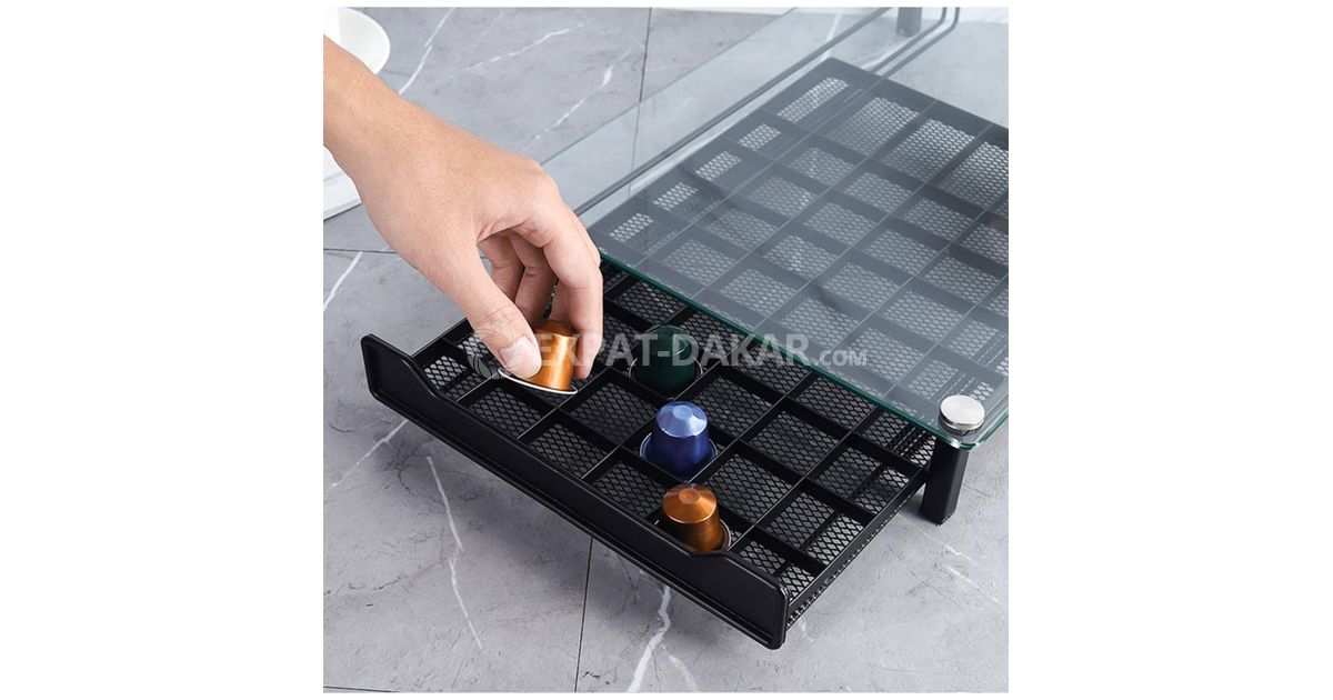 Porte-Capsules Vertuo (Nespresso) - Support Murale/Adhésif Sous Placard - Aluminium, Design Moderne (22x25 Cm) - 9