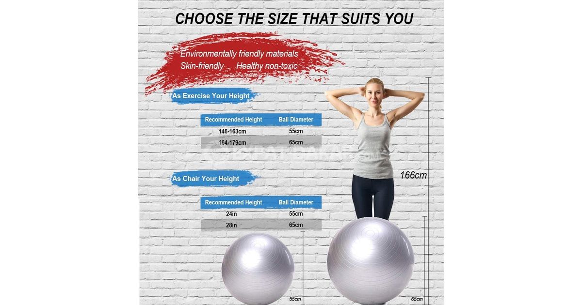 Ballon D'exercice De Diamètre 65 Cm Anti-éclatement En PVC De Haute Qualité