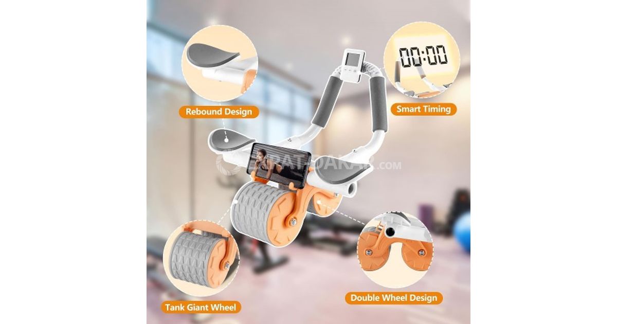 Roue D’exercice Abdominale à Rebond Automatique – Avec Genouillère Et Minuteur