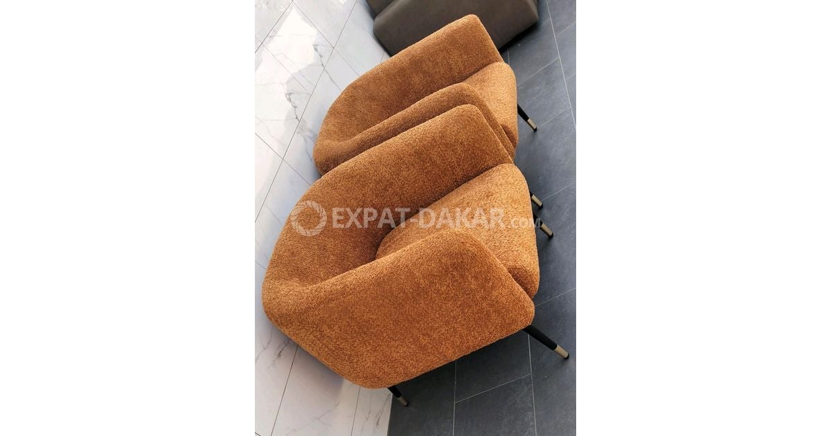 fauteuils modernes tissu bouclé camel - HLM Grand Médine | Expat-Dakar