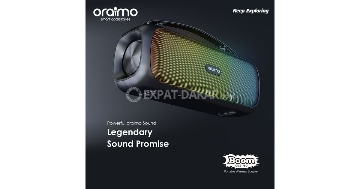 oraimo Boom Haut-parleur sans fil portable avec effets de lumière  dynamiques et basses massives