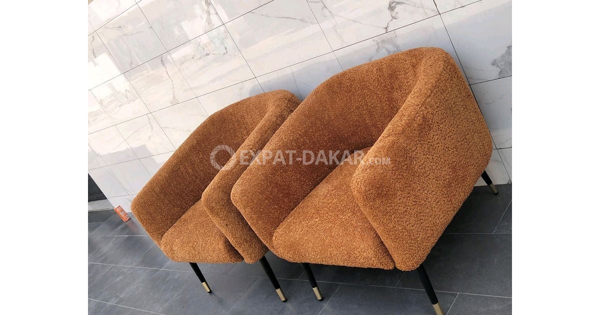 fauteuils modernes tissu bouclé camel - HLM Grand Médine | Expat-Dakar