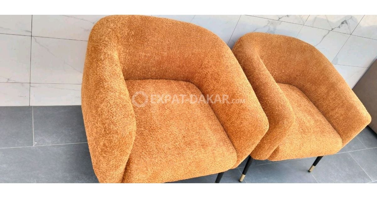 fauteuils modernes tissu bouclé camel - HLM Grand Médine | Expat-Dakar