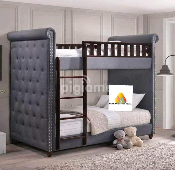 Beautiful Contemporary 3By6 Upholstered Double Decker Bed in Ngara, Fig