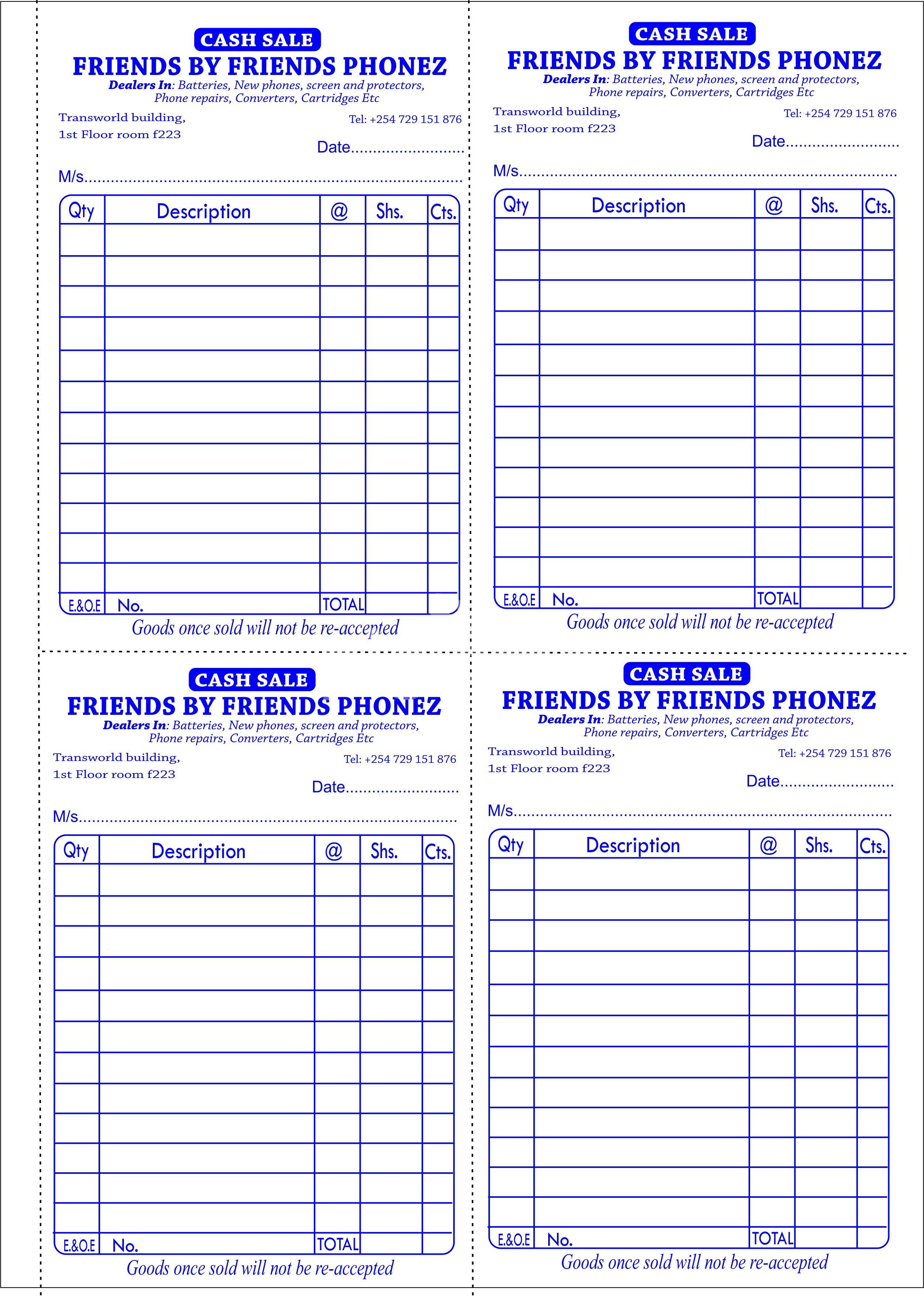 receipt book printing pigiame