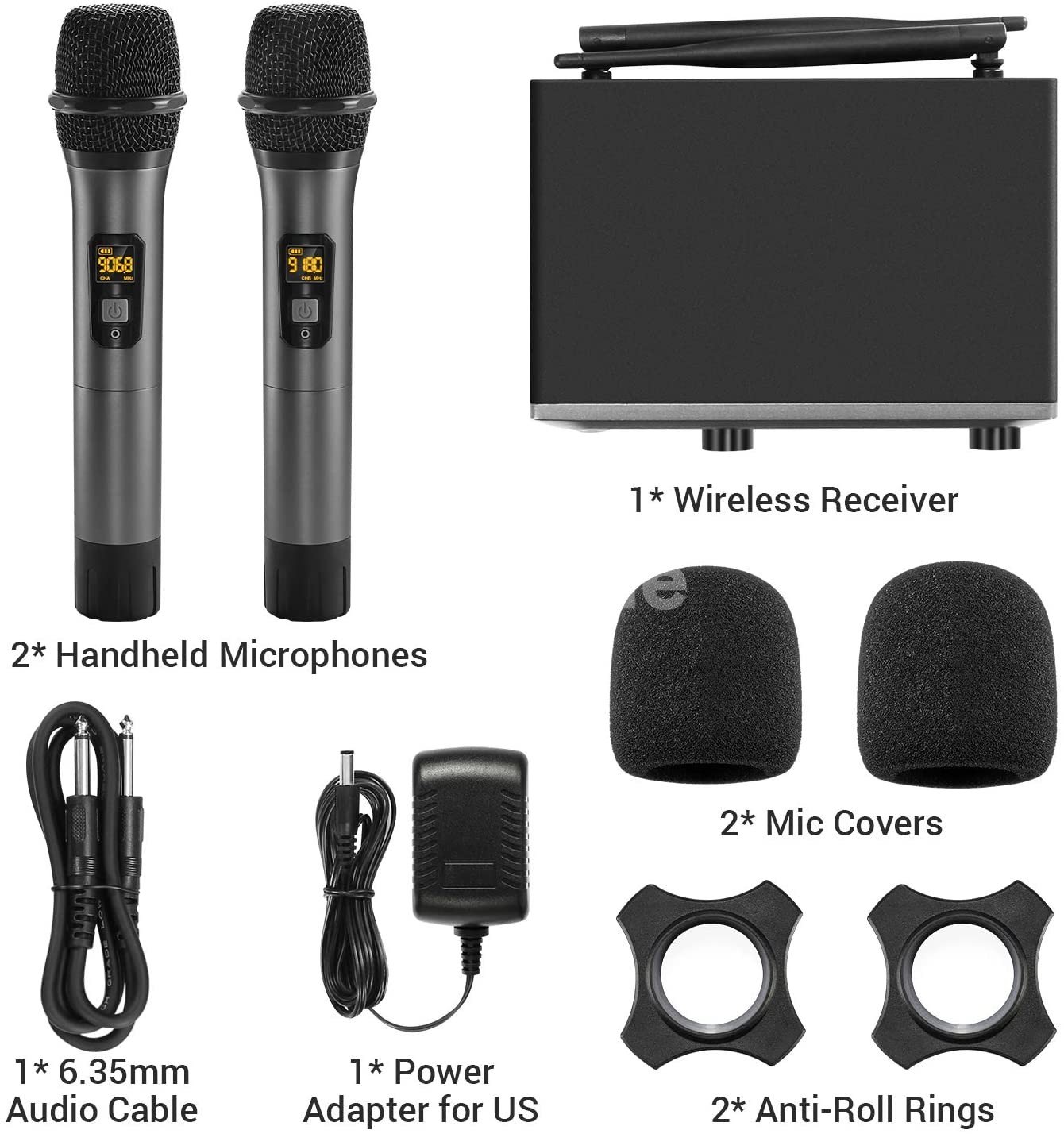 TONOR Wireless Microphone，Metal Dual Professional UHF Cordless Dynamic