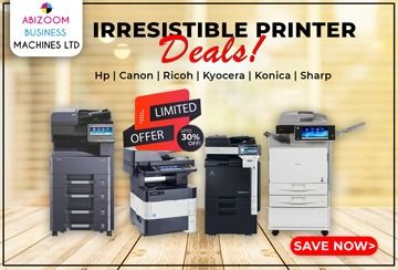 IRRISISTABLE  DEALS ON PRINTERS, COPIERS & TONERS FROM ABIZOOM BUSINESS MACHINES