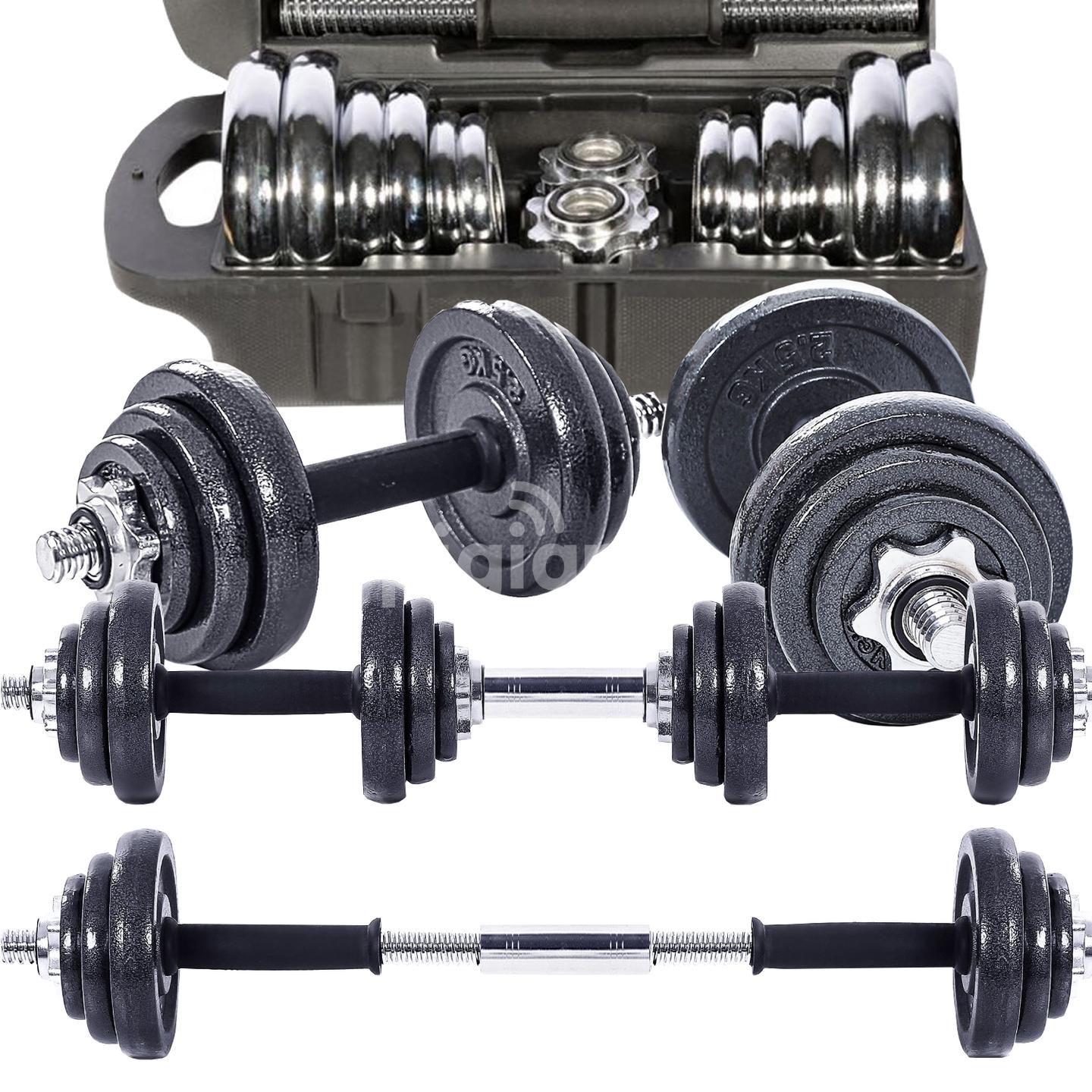 30KG Dumbbell Set Adjustable Dumbbells Weight Plates Set with Barbell