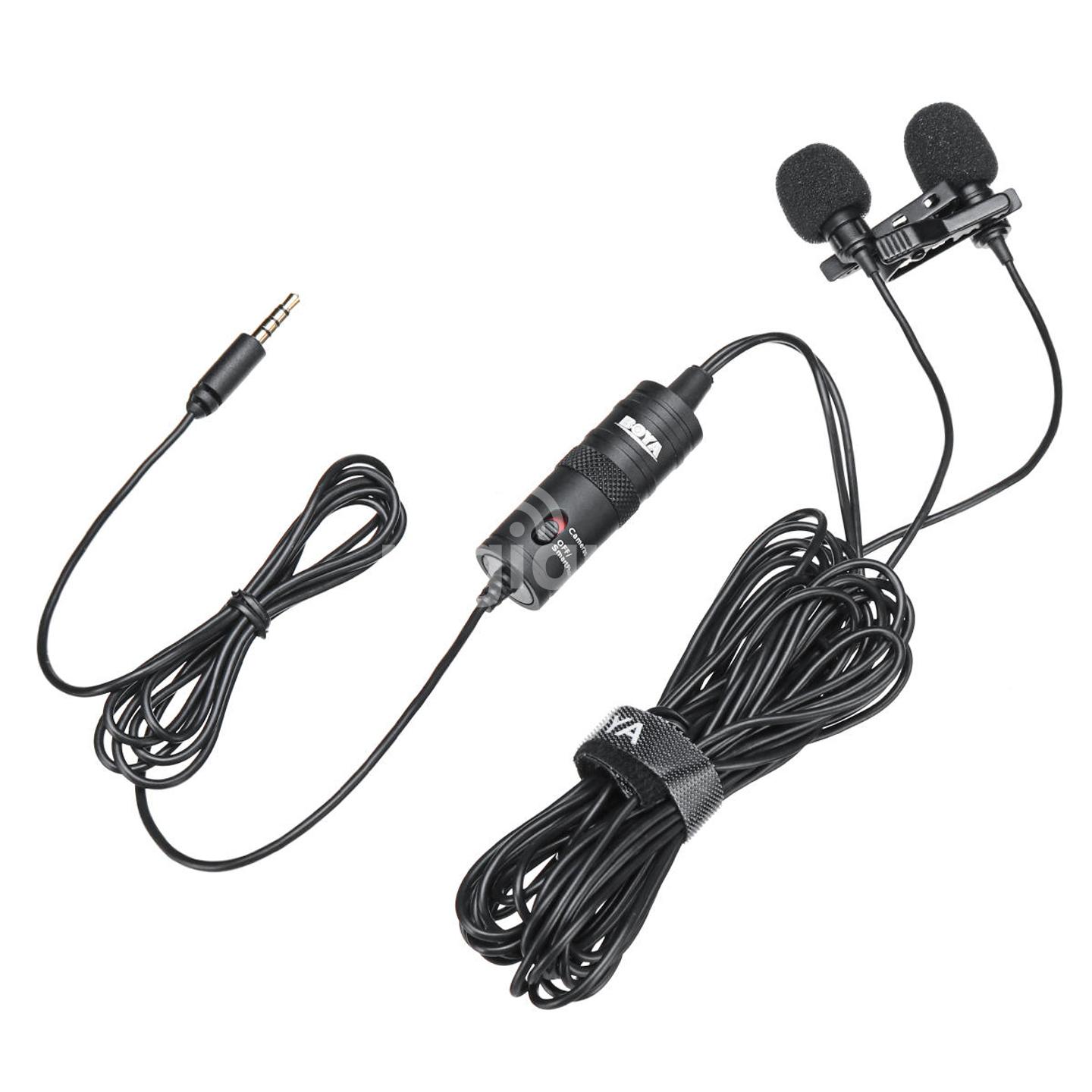 Boya ByM1Dm Dual Omnidirectional Lavalier Microphone ClipOn Lapel Mic