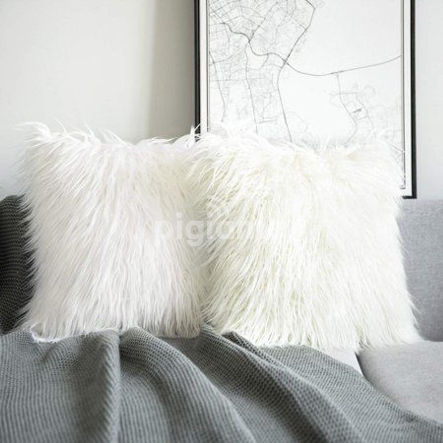 White fluffy couch sales pillows