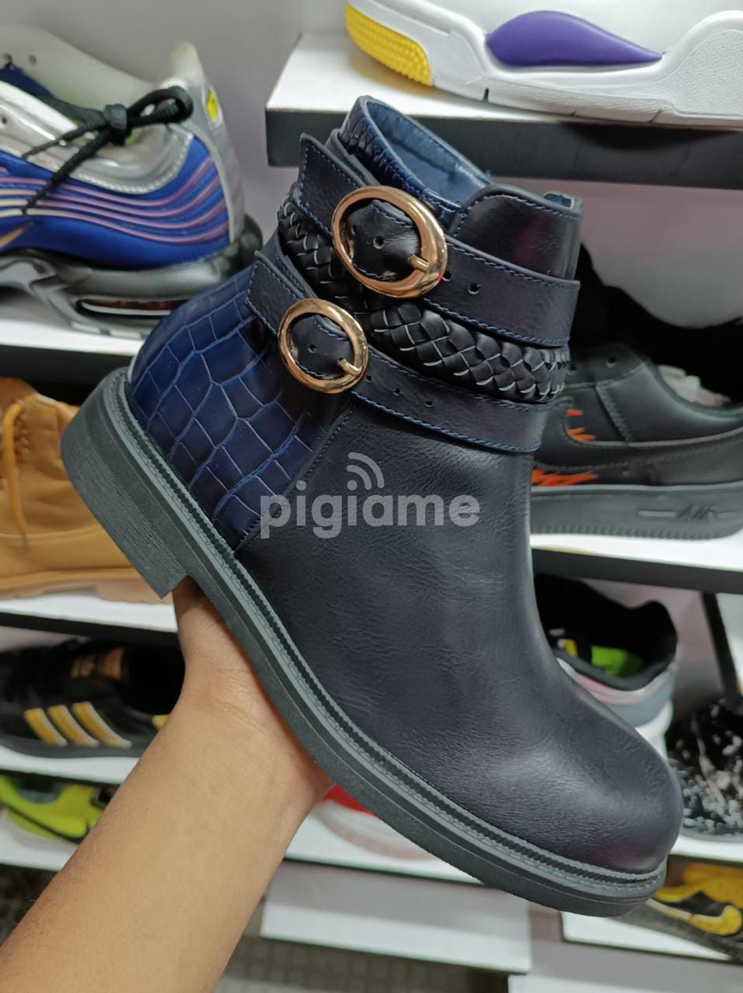 Womens Winter Boots Double Buckle Navy Blue Shoes in Nairobi CBD PigiaMe
