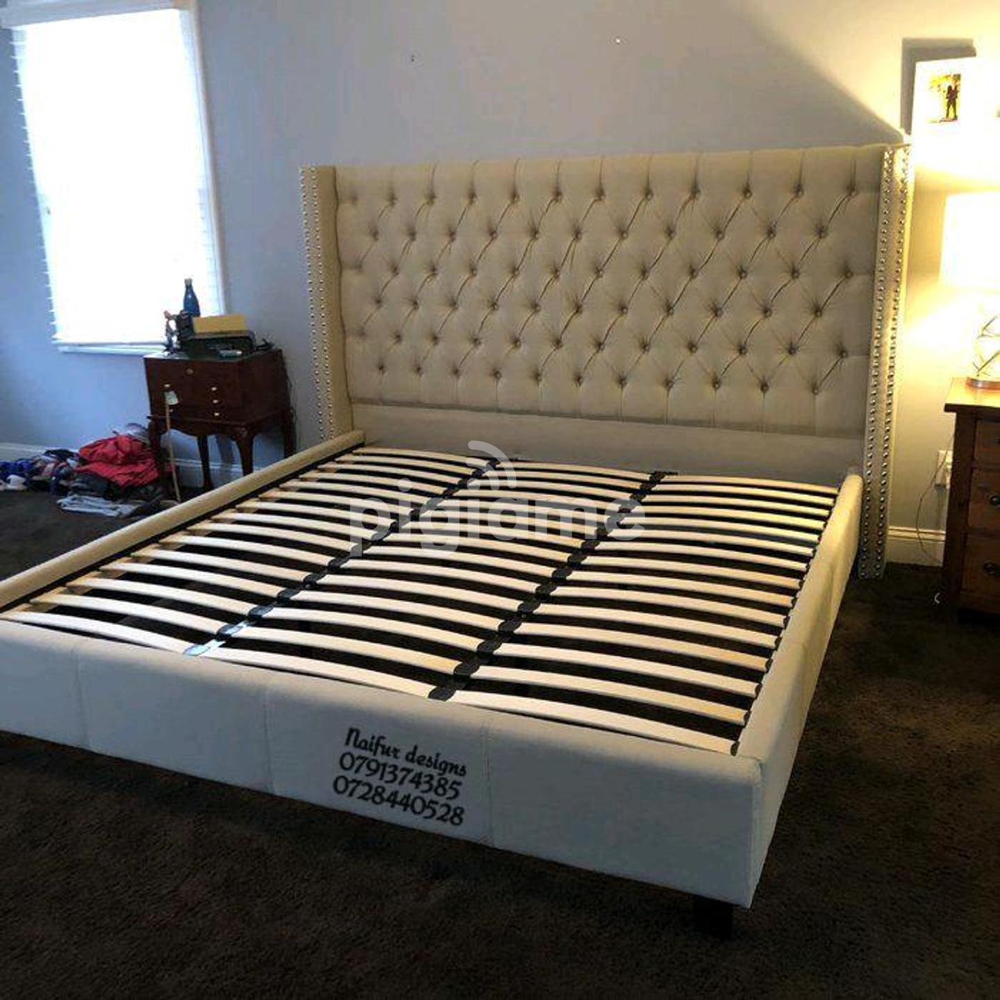 Modern 6*6 Tufted Beds For Sale In Nairobi Kenya/King Size Beds/Beige