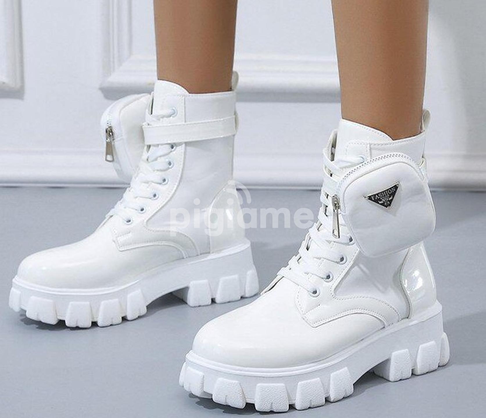 Prada Monolith Mini Bag Lug Sole All White Ladies Boots in Nairobi