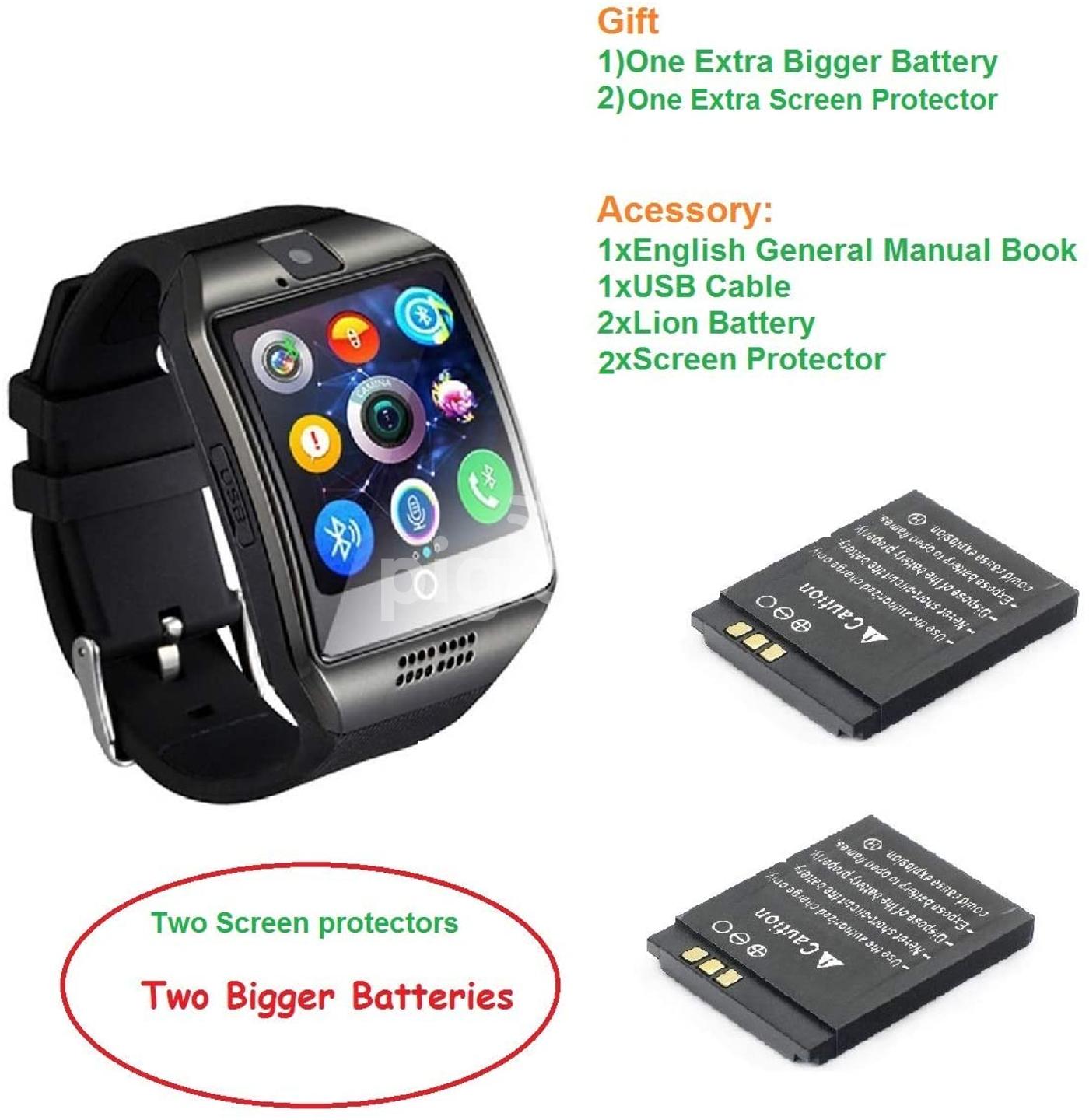 stepfly bluetooth smart watch with camera sim card message notifications of whatsapp facebook twitter two battery smartwatch for ios and android