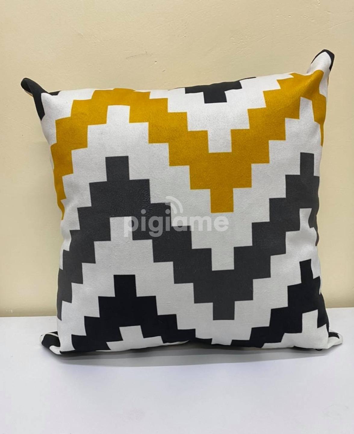 Mustard and gray pillows on sale