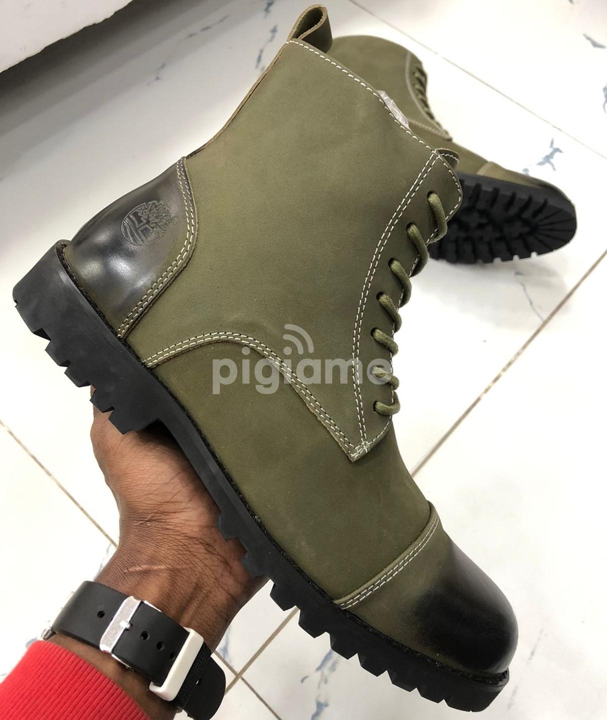 Green leather timberland boots store