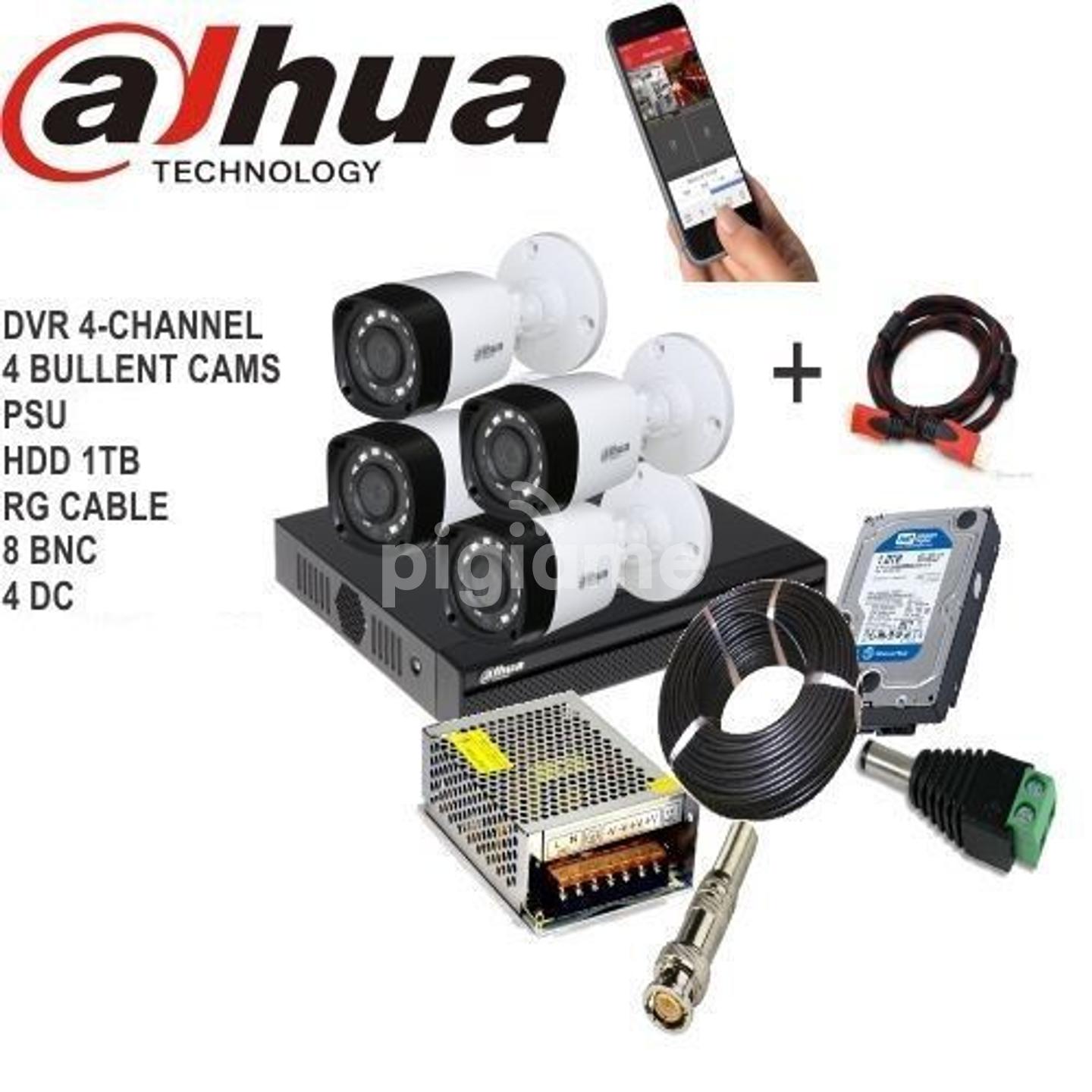 Dahua 4Cameras Pack Cctv Kit,Power Supply Unit, Hard Disk in Nairobi