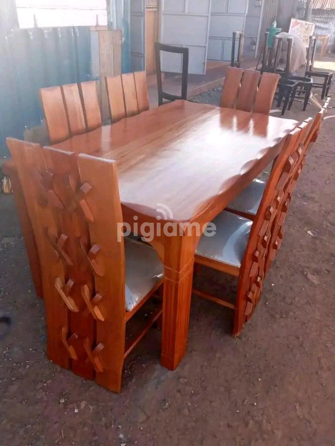 Solid mahogany dining table set discount