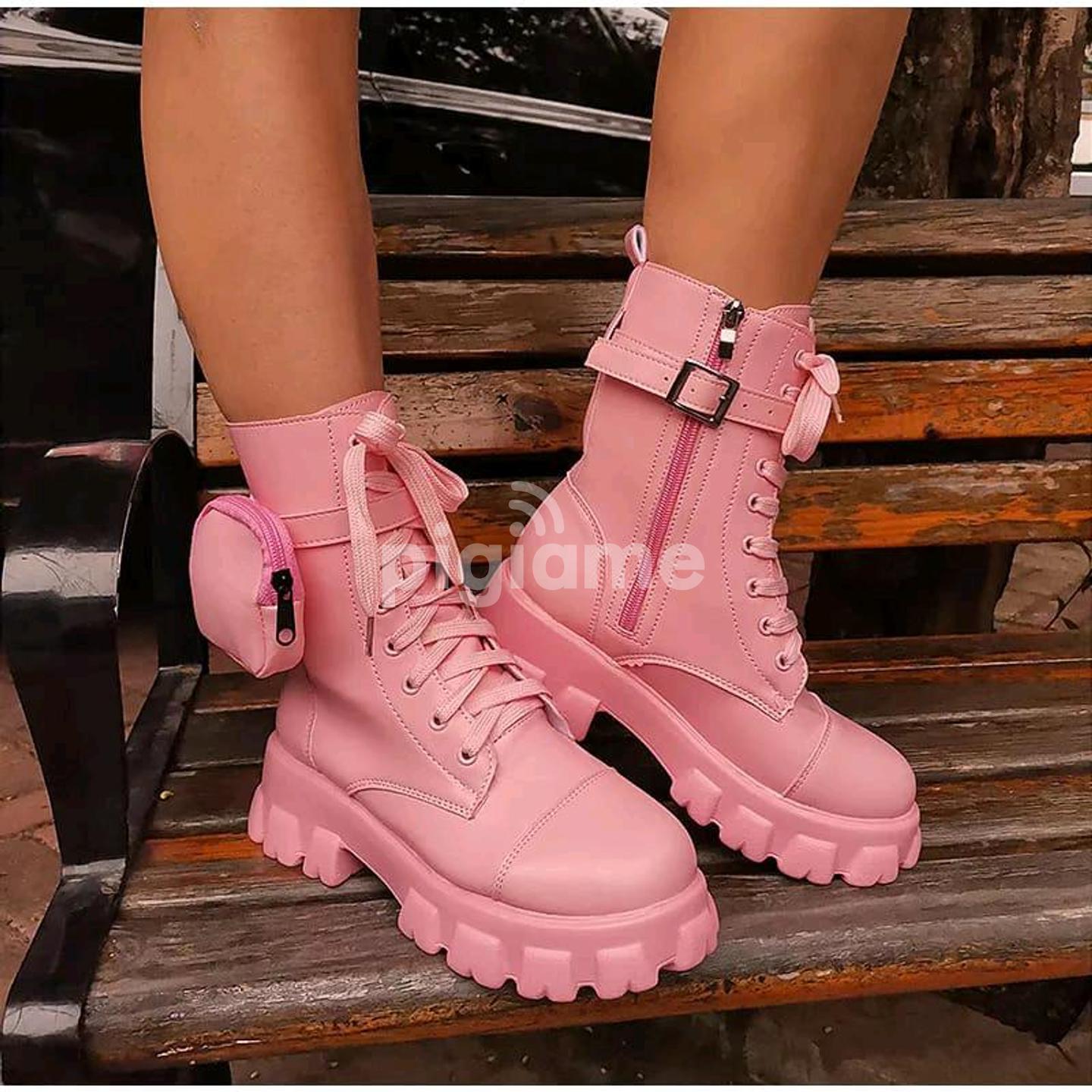 prada boots pink