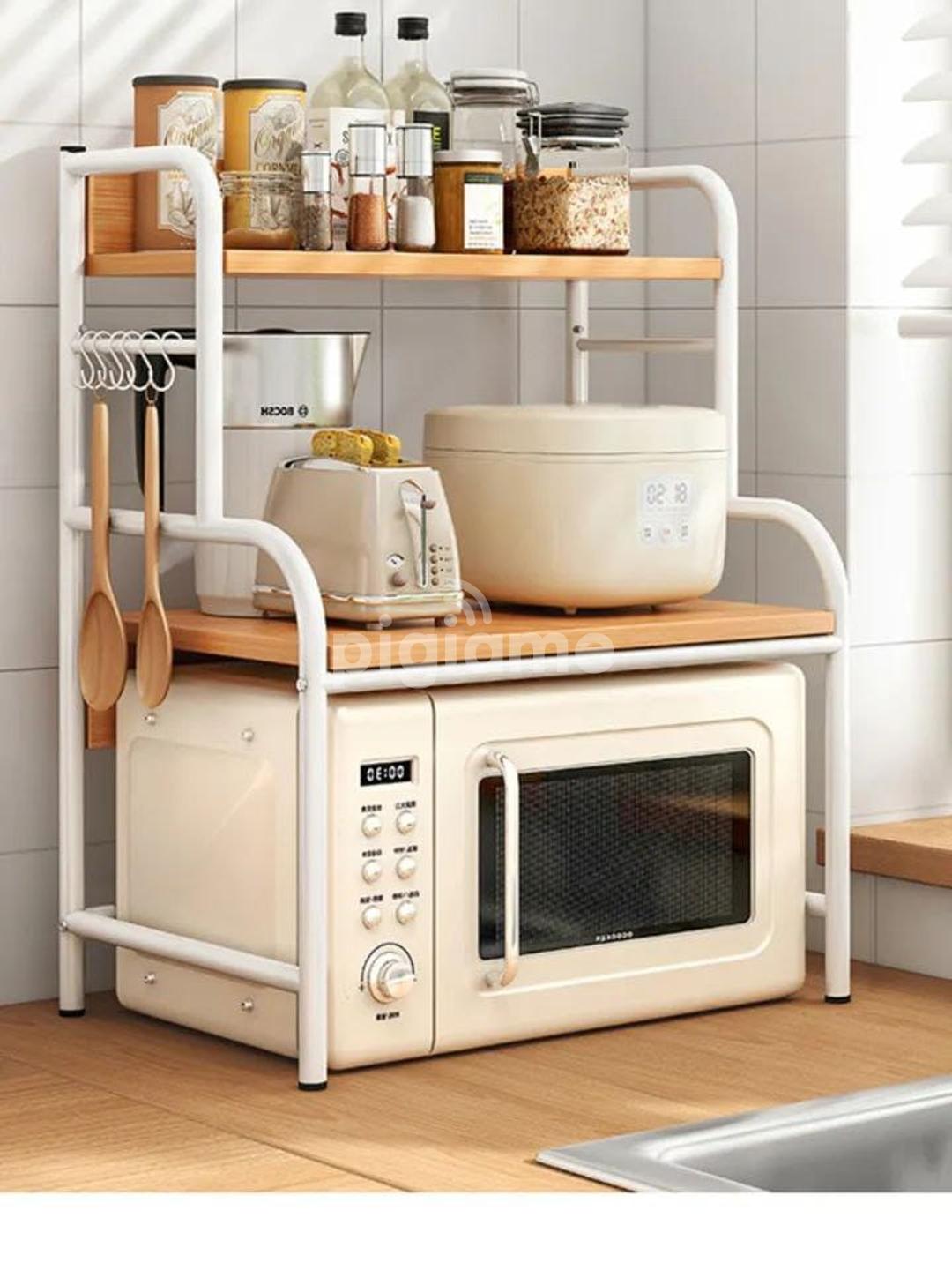 Microwave organizer store multipurpose rack